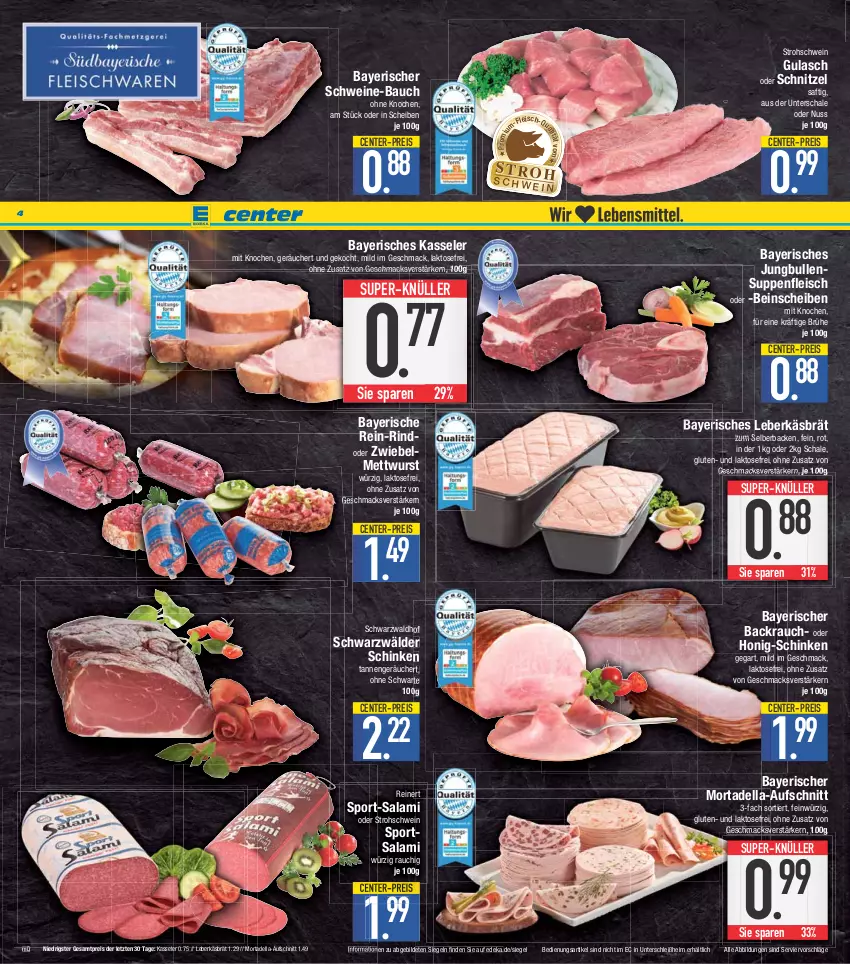 Aktueller Prospekt E Center - Angebote der Woche - von 08.05 bis 13.05.2023 - strona 4 - produkty: aufschnitt, Bau, Brühe, deka, dell, eis, ente, fleisch, gulasch, honig, jungbullen, kasseler, leberkäs, mac, Mett, mettwurst, mortadella, nuss, Rauch, reinert, reis, rind, saft, salami, Schal, Schale, schinken, schnitzel, schwarzwälder schinken, schwein, schweine, schweine-bauch, Sport, super-knüller, suppe, suppen, suppenfleisch, Ti, wein, weine, wurst, ZTE, zwiebel, zwiebelmettwurst