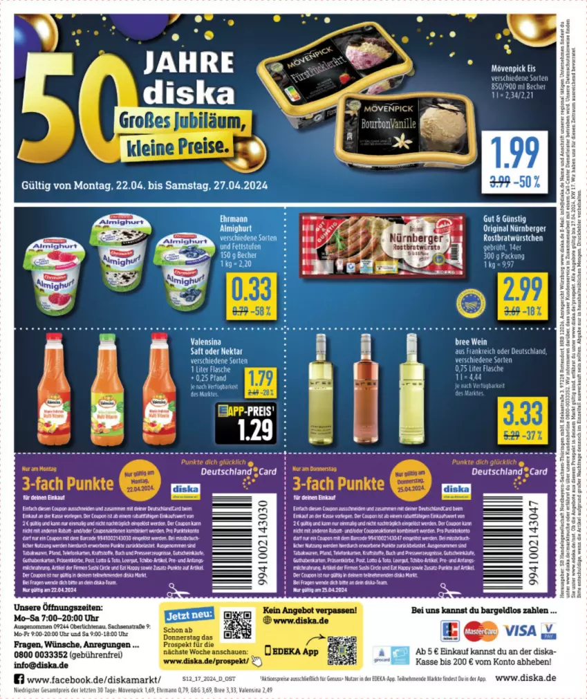 Aktueller Prospekt Diska - von 22.04 bis 27.04.2024 - strona 14 - produkty: angebot, angebote, Astra, Berger, bree, buch, coupon, deka, ehrmann, eis, ente, erde, flasche, gin, HP, kraft, LG, mövenpick, mövenpick eis, Nektar, nürnberger, nuss, reis, rel, ring, Roller, sac, saft, tee, telefon, Ti, uhr, valensina, würstchen, ZTE