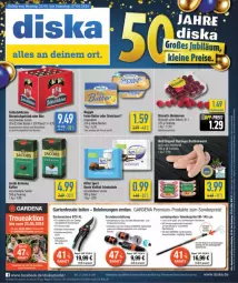 Gazetka promocyjna Diska - Gazetka - ważna od 27.04 do 27.04.2024 - strona 3 - produkty: aktionspreis, alpenmilch, angebot, angebote, Becher, beere, beeren, bier, bratwurst, brie, butter, eis, elle, gardena, Garten, Gartenschere, getränk, gin, gsw, himbeer, himbeere, himbeeren, jacobs, jacobs krönung, kaffee, Mantel, meggle, messer, milch, nuss, original thüringer, reis, ring, ritter, ritter sport, rostbratwurst, salz, Schere, schoko, schokolade, Sport, Streichzart, Teleskop, teleskopstiel, thüringer rostbratwurst, Ti, wasser, wurst