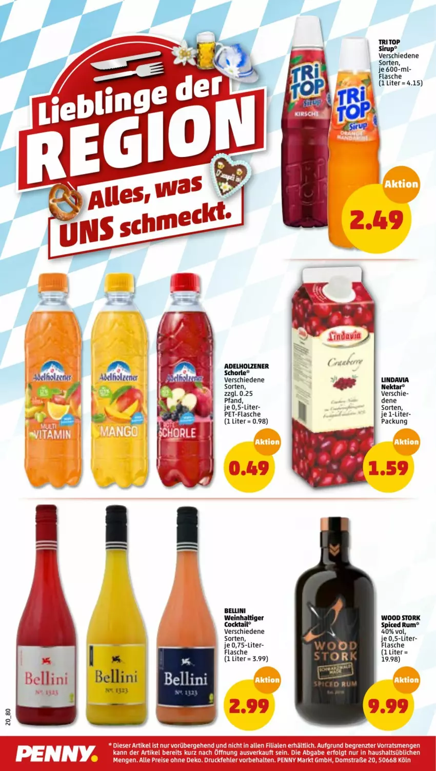 Aktueller Prospekt Penny - Prospekte - von 18.04 bis 23.04.2022 - strona 20 - produkty: adelholzener, cocktail, eis, flasche, Holz, Nektar, pet-flasche, reis, rum, schorle, sirup, Ti, wein, ZTE