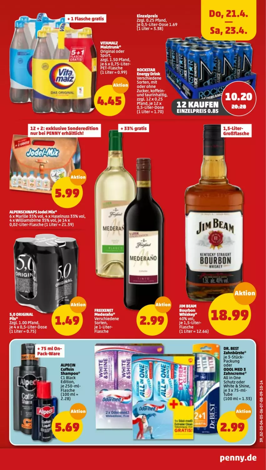 Aktueller Prospekt Penny - Prospekte - von 18.04 bis 23.04.2022 - strona 39 - produkty: alpecin, bürste, cin, coffein, creme, flasche, lack, Odol, shampoo, Ti, tuc, zahnbürste, zahncreme