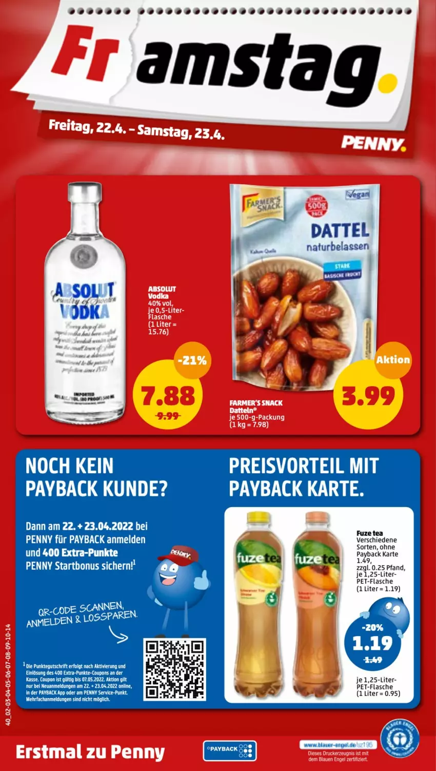 Aktueller Prospekt Penny - Prospekte - von 18.04 bis 23.04.2022 - strona 40 - produkty: bett, eis, flasche, LG, natur, payback, pet-flasche, preisvorteil, reis, tee, Ti