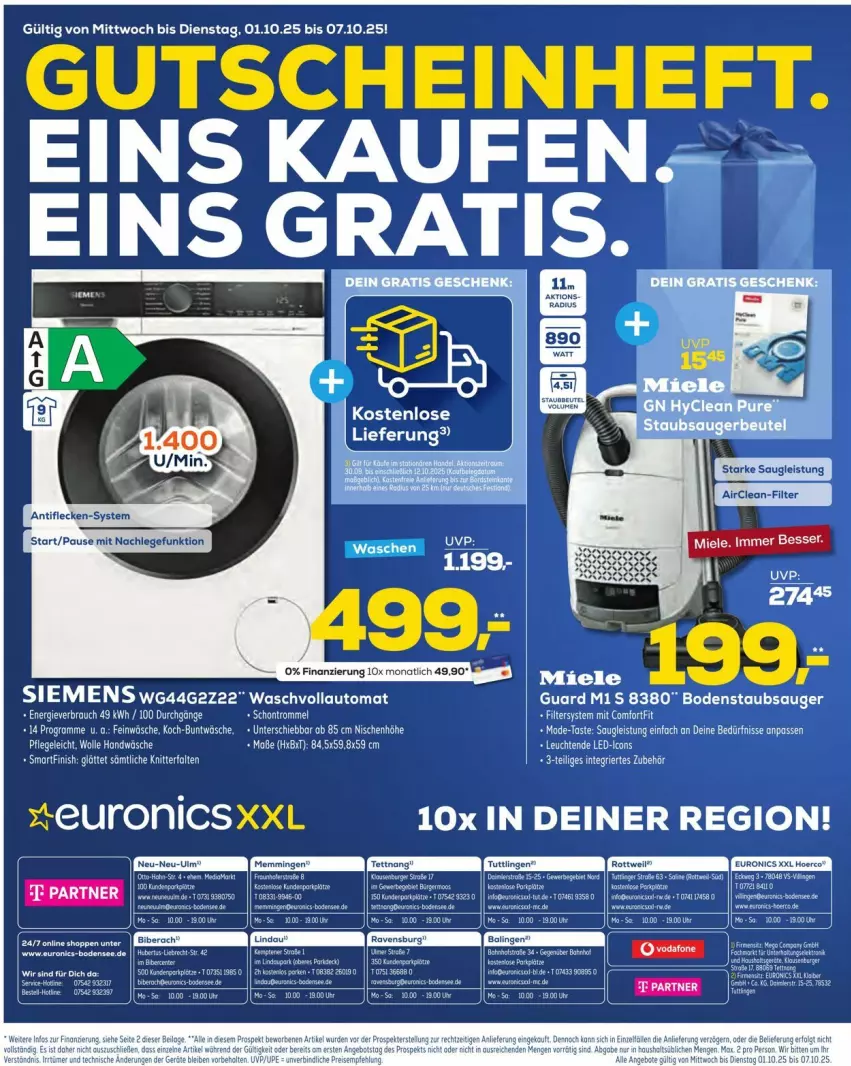 Aktueller Prospekt Euronics - Prospekte - von 01.10 bis 07.10.2025 - strona 12 - produkty: auto, bodenstaubsauger, eis, euronics xxl, Finish, Germ, LG, miele, Mode, siemens, staubsauger, tee, Ti, waschvollautomat