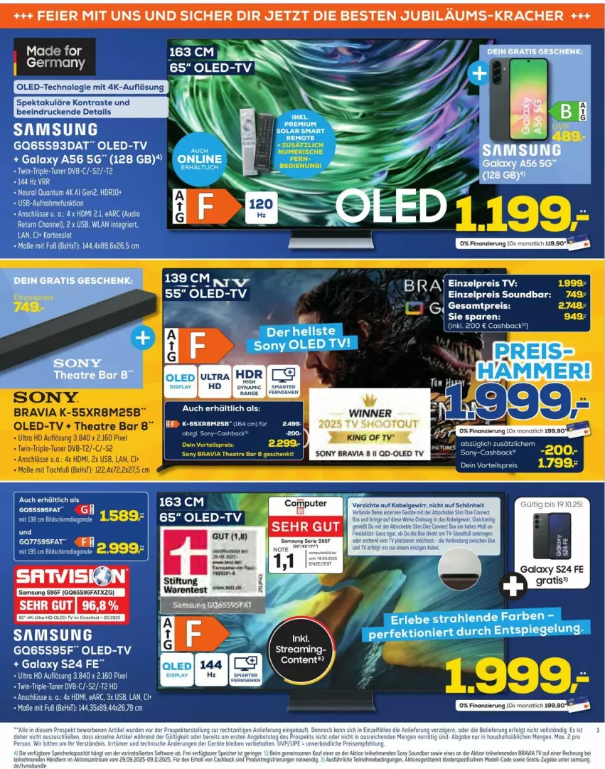 Aktueller Prospekt Euronics - Prospekte - von 01.10 bis 07.10.2025 - strona 3 - produkty: dvb, eis, ente, HDMI, Kette, lachs, led tv, LG, oled tv, Oled-TV, reis, Samsung, Samsung S9, sana, sony, soundbar, spiegel, tee, Ti, vorteilspreis