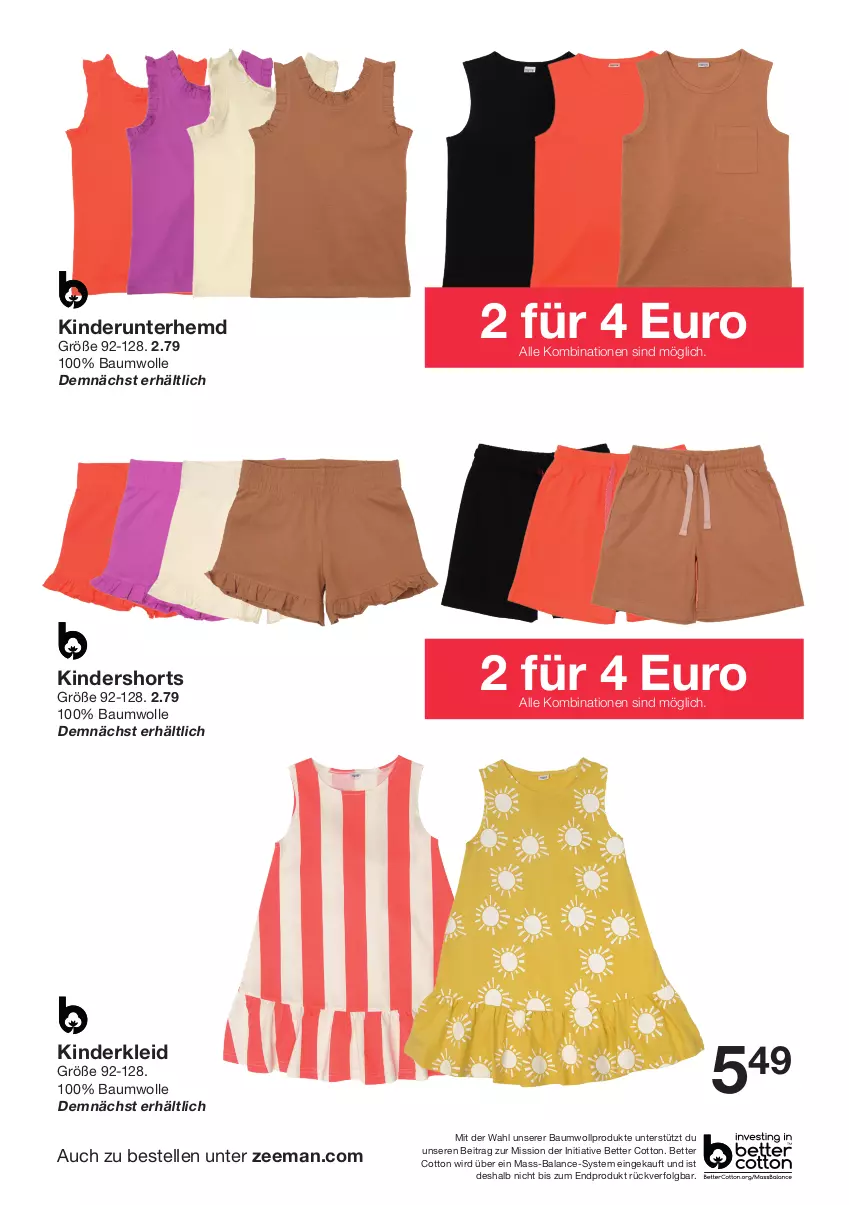 Aktueller Prospekt Zeeman - Prospekte - von 11.05 bis 17.05.2024 - strona 2 - produkty: Bau, baumwolle, bett, elle, hemd, Kinder, kleid, LG, shorts, Ti, Unterhemd, wolle