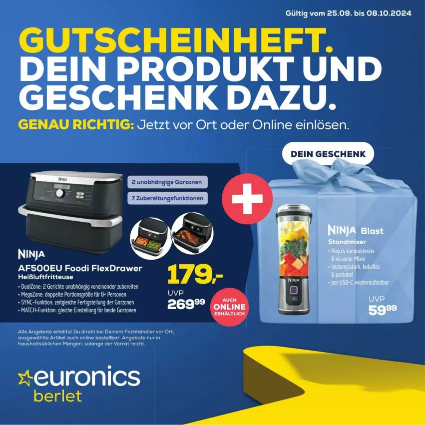 Aktueller Prospekt Euronics - Prospekte - von 25.09 bis 08.10.2024 - strona 1 - produkty: angebot, angebote, eier, erde, fritteuse, gutschein, Heißluftfritteuse, LG, Ti