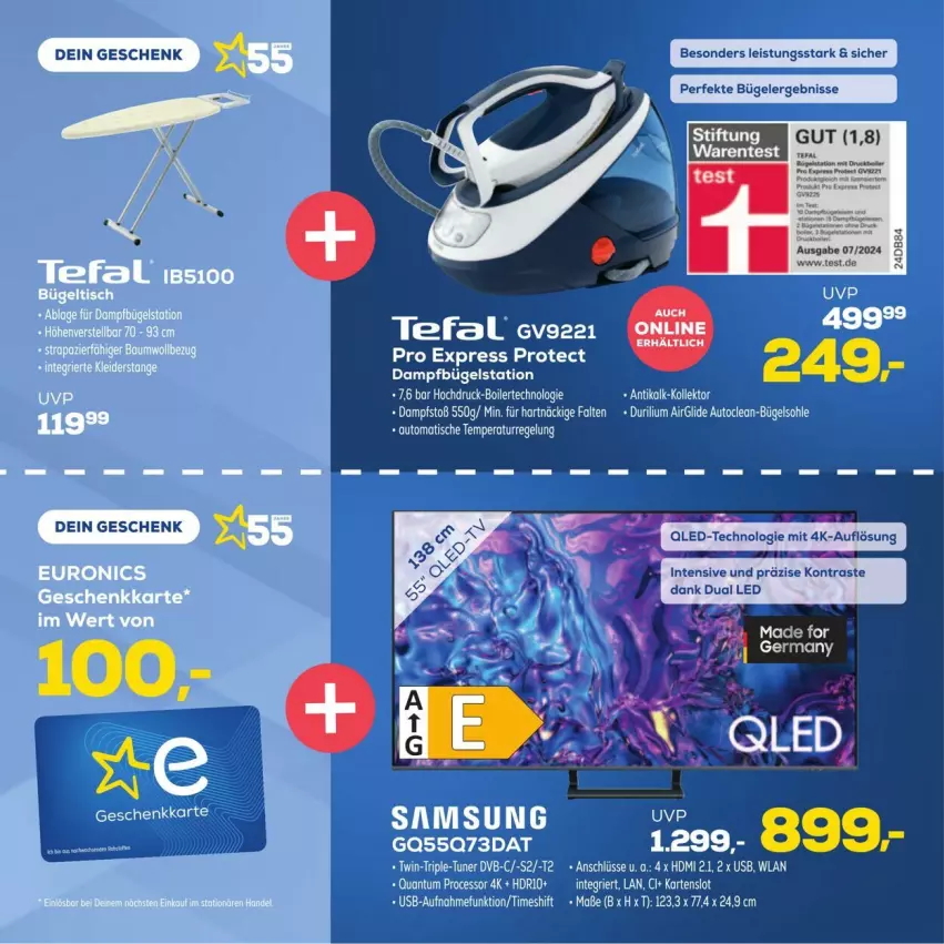 Aktueller Prospekt Euronics - Prospekte - von 25.09 bis 08.10.2024 - strona 14 - produkty: auto, bügel, Bügelstation, dampfbügelstation, eis, Samsung, tefal, Ti