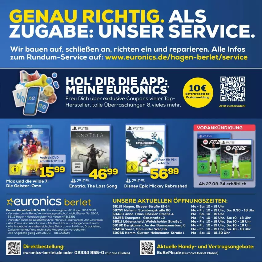 Aktueller Prospekt Euronics - Prospekte - von 25.09 bis 08.10.2024 - strona 25 - produkty: angebot, angebote, Bau, bett, coupon, coupons, disney, dvd, eis, elle, ente, erde, Handy, Ria, teller, Ti, uhr