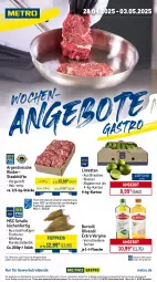 Gazetka promocyjna Metro - Wochen-Angebote Gastro - Gazetka - ważna od 03.05 do 03.05.2025 - strona 1 - produkty: abholpreise, angebot, angebote, bertolli, eis, fisch, fische, Fischer, flasche, gin, ilag, küche, Küchen, limette, limetten, Metro, Mett, metten, olive, oliven, olivenöl, olivenöl extra, Rauch, reis, rind, rinder, Rindersteak, rwe, Schere, scholl, steak, steakhüfte, Ti, tiefpreis, Wild