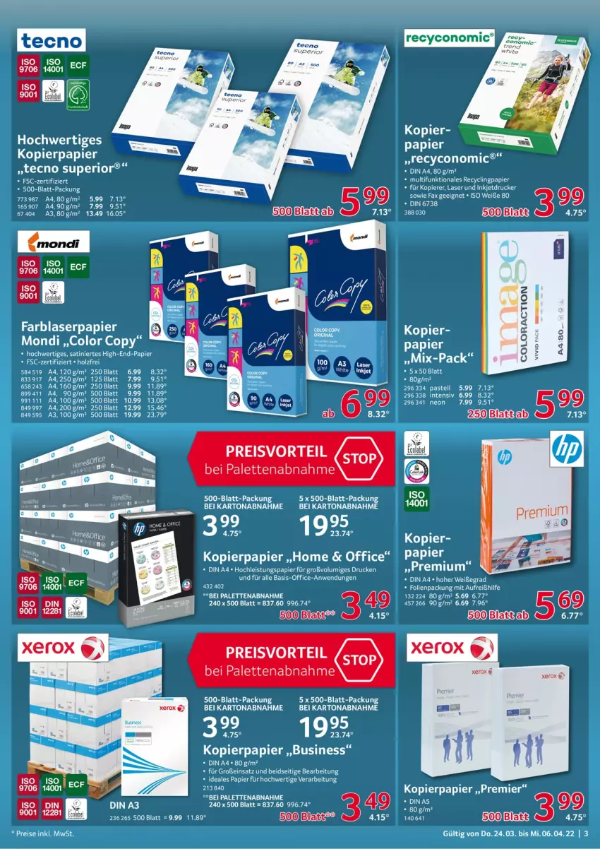 Aktueller Prospekt Selgros - Büro - von 24.03 bis 06.04.2022 - strona 3 - produkty: Clin, din a4, drucker, eier, eis, Holz, kopierpapier, mars, office, Palette, papier, preisvorteil, reis, tee, Ti, tuc