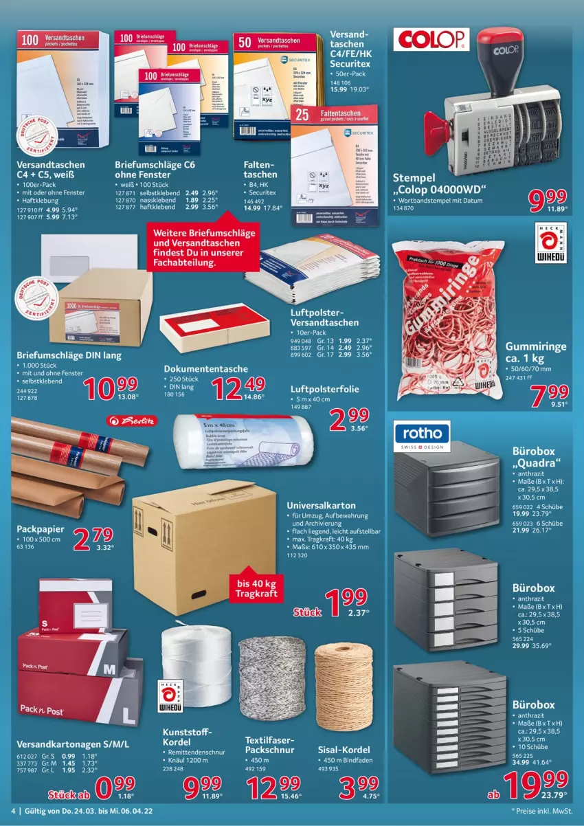 Aktueller Prospekt Selgros - Büro - von 24.03 bis 06.04.2022 - strona 4 - produkty: Abtei, brie, eis, fenster, kraft, Liege, ndk, Packpapier, papier, quad, reis, ring, Ritex, Tasche, taschen, Ti