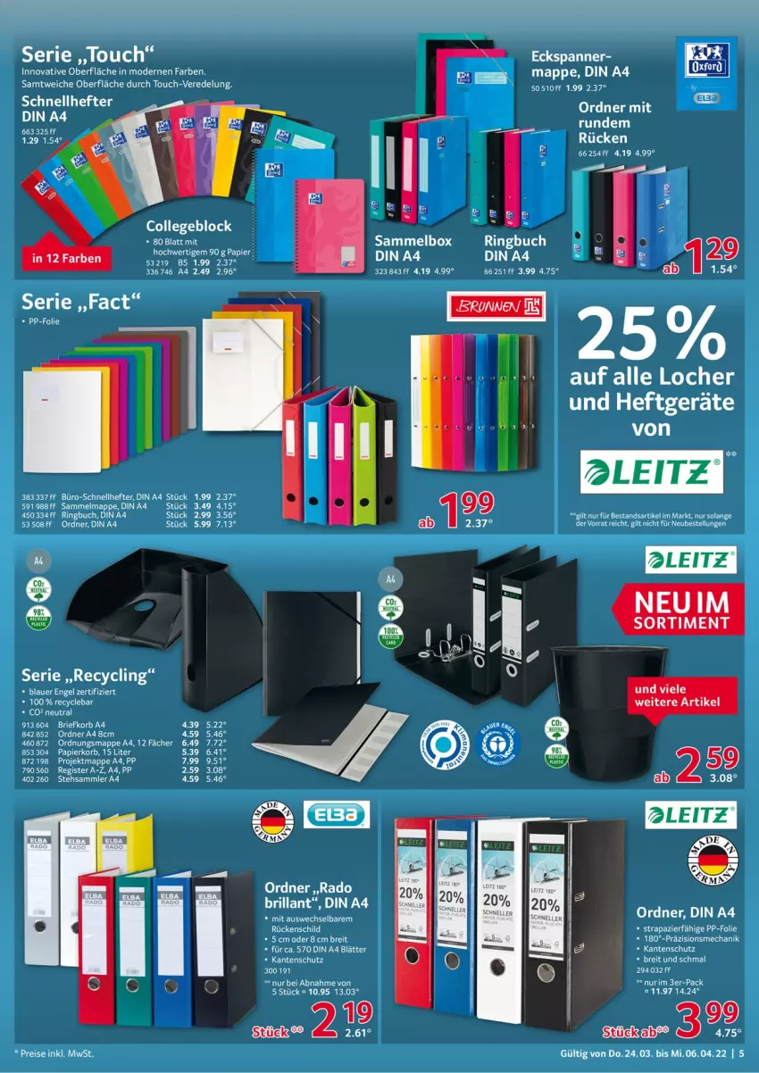 Aktueller Prospekt Selgros - Büro - von 24.03 bis 06.04.2022 - strona 5 - produkty: auer, Brei, brie, Briefkorb, buch, Clin, collegeblock, din a4, Efko, eis, Engel, Hefte, korb, Mode, ordner, papier, reis, ring, Schnellhefter, Ti