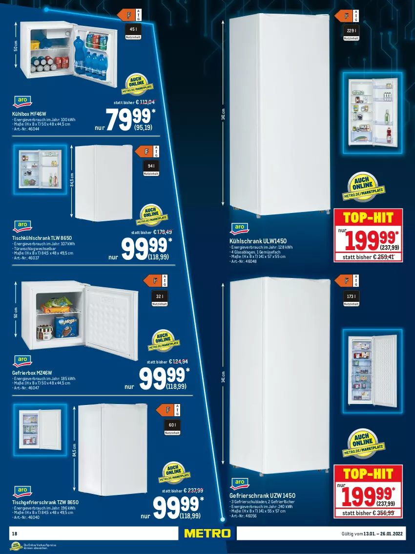 Aktueller Prospekt Metro - Technik Spezial - von 13.01 bis 26.01.2022 - strona 18 - produkty: eis, Gefrierbox, gefrierschrank, kühlbox, kühlschrank, Rauch, reis, Schrank, schubladen, Ti, tisch, türanschlag wechselbar