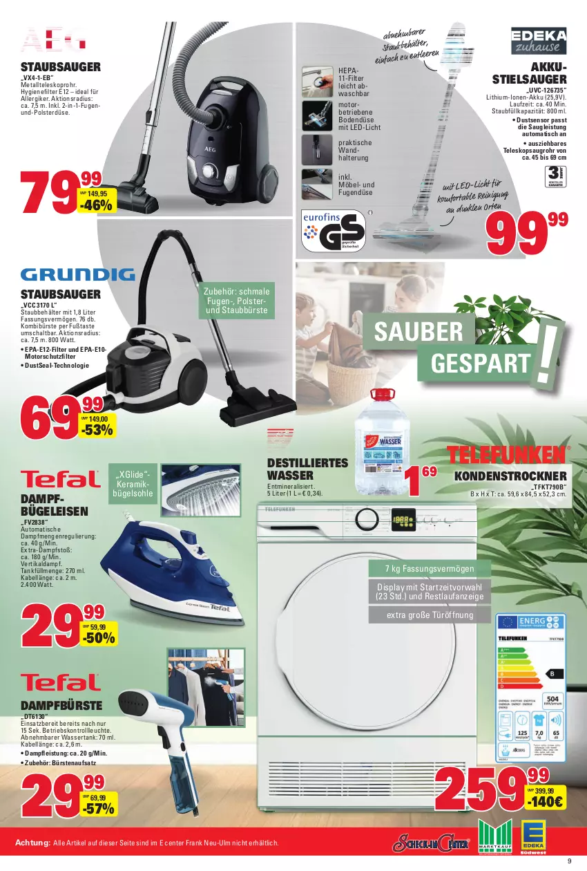 Aktueller Prospekt E Center - Angebote der Woche - von 25.09 bis 30.09.2023 - strona 47 - produkty: akku, auto, Behälter, bügel, Bügeleisen, bürste, bürsten, dampfbügeleisen, eis, ente, hygienefilter, led-licht, Leuchte, möbel, Schal, staubsauger, Stielsauger, Teleskop, Ti, tisch, Trockner, wandhalterung, wasser, wassertank