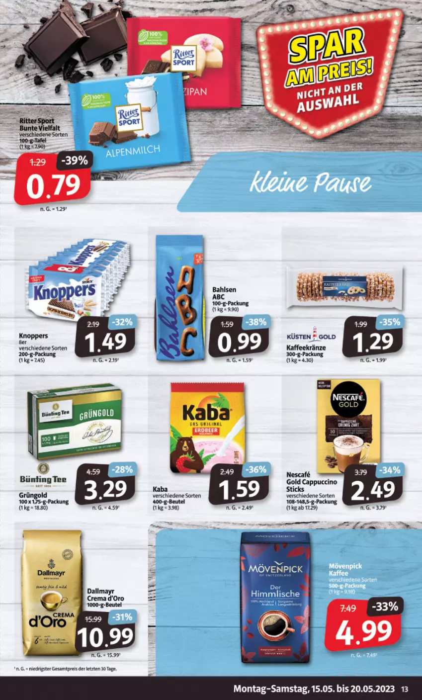 Aktueller Prospekt Markant - Prospekte - von 15.05 bis 20.05.2023 - strona 13 - produkty: bahlsen, beutel, bünting tee, Cap, cappuccino, cin, dallmayr, eis, kaffee, knoppers, nescafe, reis, tee, Ti, ZTE