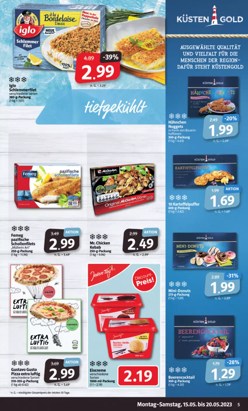 Aktueller Prospekt Markant - Prospekte - von 15.05 bis 20.05.2023 - strona 5 - produkty: creme, eis, eiscreme, femeg, filet, filets, iglo, Müller, müllerin art, pizza, reis, schlemmerfilet, scholl, Schollenfilets, Ti, ZTE