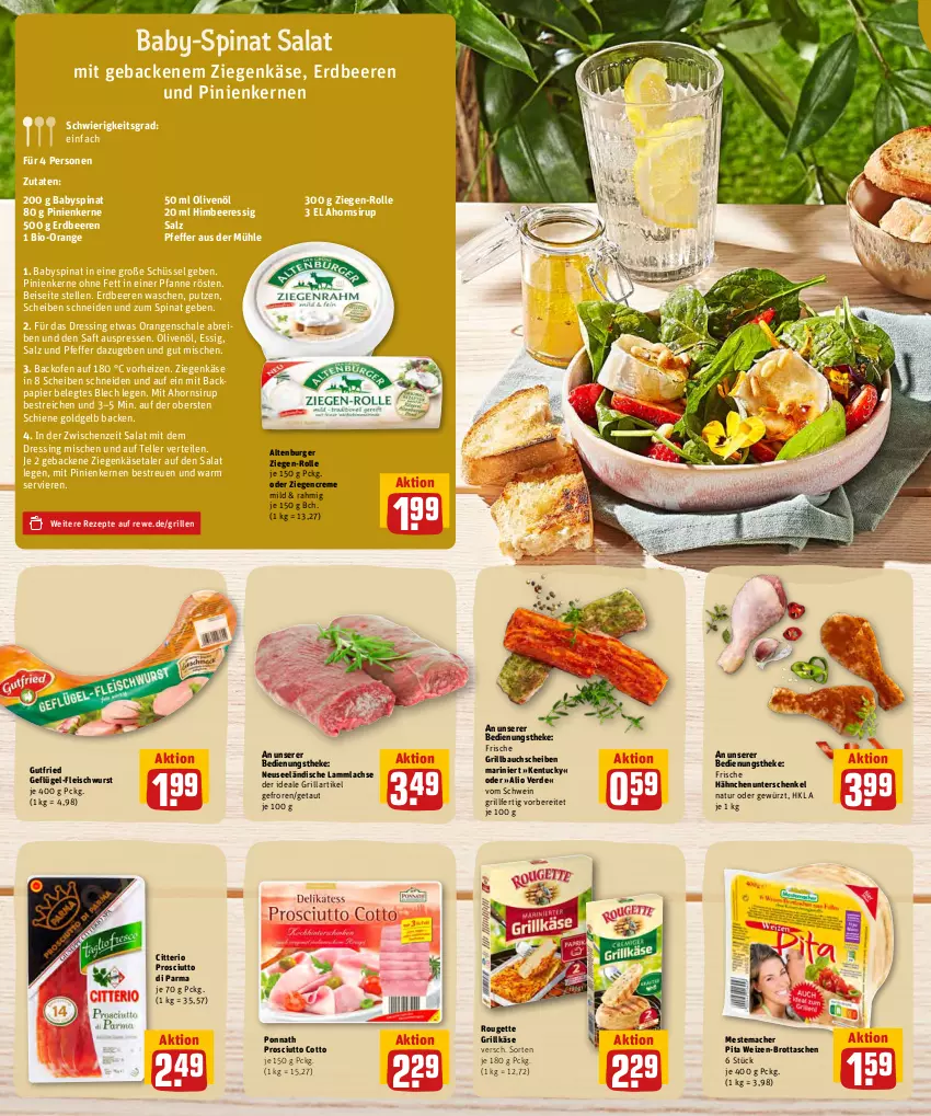 Aktueller Prospekt Rewe - REWE Ihr Kaufpark - von 30.05 bis 04.06.2022 - strona 12 - produkty: altenburger, Babyspinat, backofen, Bau, bauchscheiben, beere, beeren, bio, Brei, brot, burger, creme, dressing, eis, elle, erdbeere, erdbeeren, erde, essig, fleisch, fleischwurst, Frische Hähnchen, geback, Geflügel, Geflügel-Fleischwurst, gewürz, grill, Grillbauch, Grillkäse, gutfried, henkel, himbeer, himbeere, Käse, lachs, lamm, lammlachse, mac, mestemacher, natur, Ofen, olive, oliven, olivenöl, orange, orangen, papier, pfanne, pfeffer, pinienkerne, ponnath, prosciutto, prosciutto cotto, Prosciutto di Parma, rezept, rezepte, rouge, rougette, saft, salat, salz, Schal, Schale, schenkel, schüssel, schwein, sirup, spinat, Tasche, taschen, teller, Ti, tuc, wein, wurst, ziegenkäse