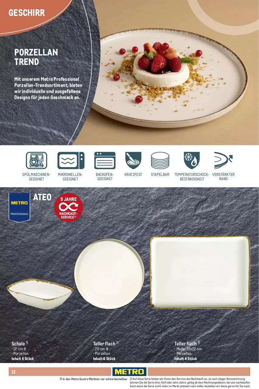 Aktueller Prospekt Metro - Non Food Sortiment - von 01.10.2025 bis 09.06.2026 - strona 12 - produkty: backofen, dessert, Dessertteller, elle, geschirr, latte, mac, Metro, metro gastro, mikrowelle, Ofen, pasta, pizza, Schal, Schale, spülmaschinen, teller, Ti