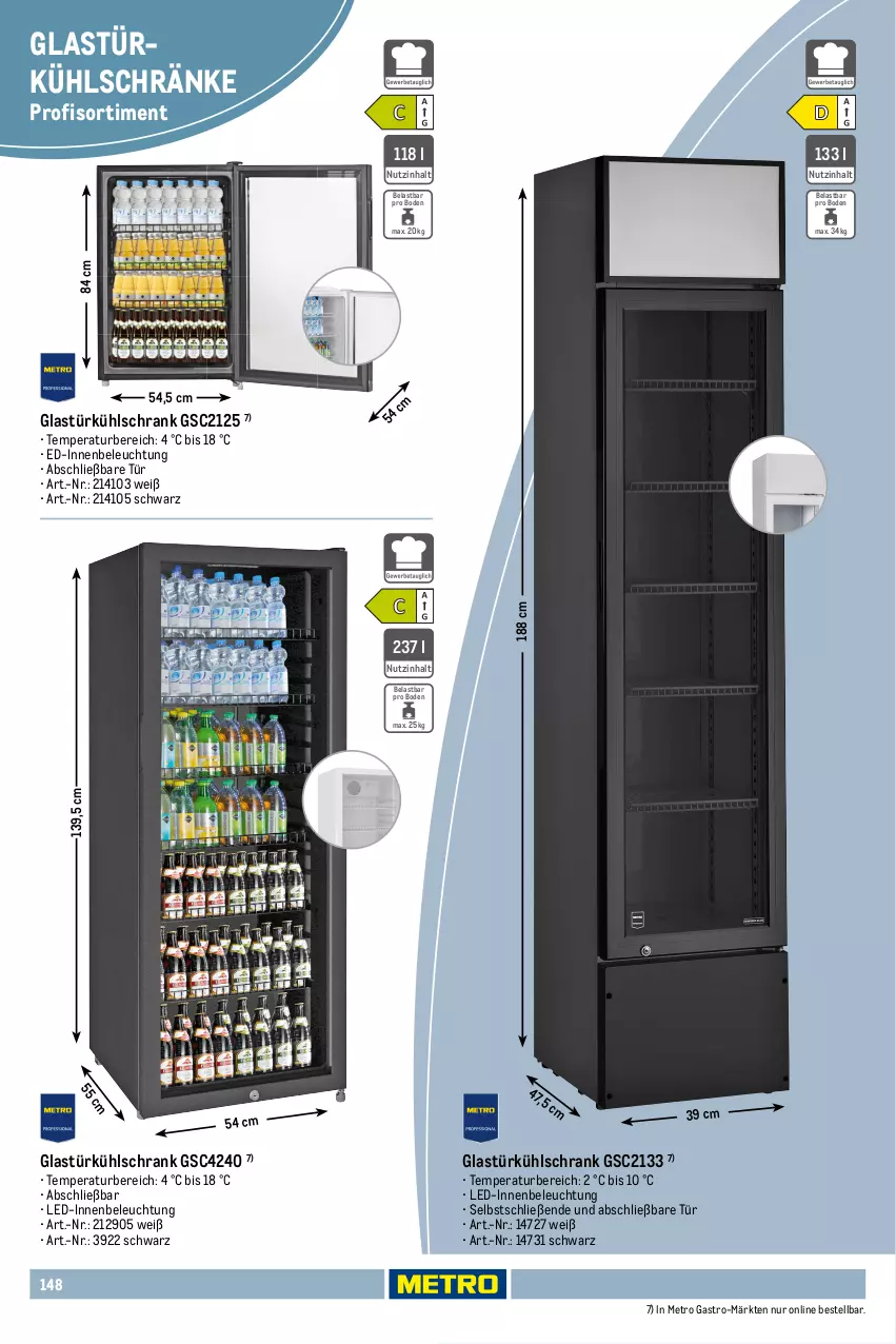 Aktueller Prospekt Metro - Non Food Sortiment - von 01.10.2025 bis 09.06.2026 - strona 148 - produkty: beleuchtung, Glastür, kühlschrank, Metro, metro gastro, rum, Schrank, Ti