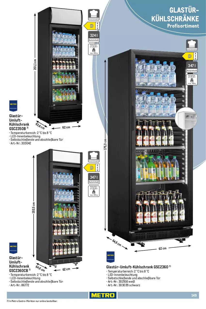 Aktueller Prospekt Metro - Non Food Sortiment - von 01.10.2025 bis 09.06.2026 - strona 149 - produkty: beleuchtung, Glastür, kühlschrank, Metro, metro gastro, rum, Schrank, Ti