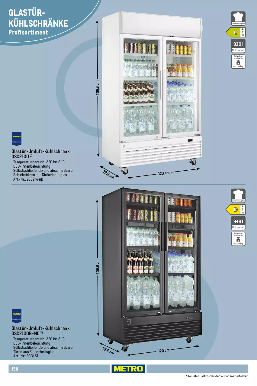 Aktueller Prospekt Metro - Non Food Sortiment - von 01.10.2025 bis 09.06.2026 - strona 150 - produkty: beleuchtung, flasche, Glastür, Holz, kühlschrank, Metro, metro gastro, Schrank, Teleskop, Ti, uv-schutz, wein