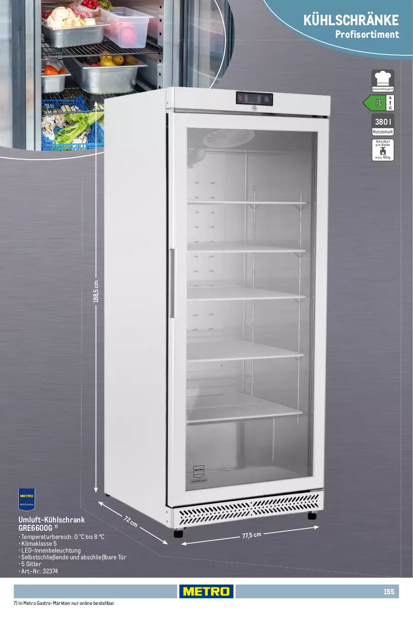 Aktueller Prospekt Metro - Non Food Sortiment - von 01.10.2025 bis 09.06.2026 - strona 155 - produkty: auto, beleuchtung, kühlschrank, Metro, metro gastro, Ria, rum, Schrank, Spektrum, Ti, tisch
