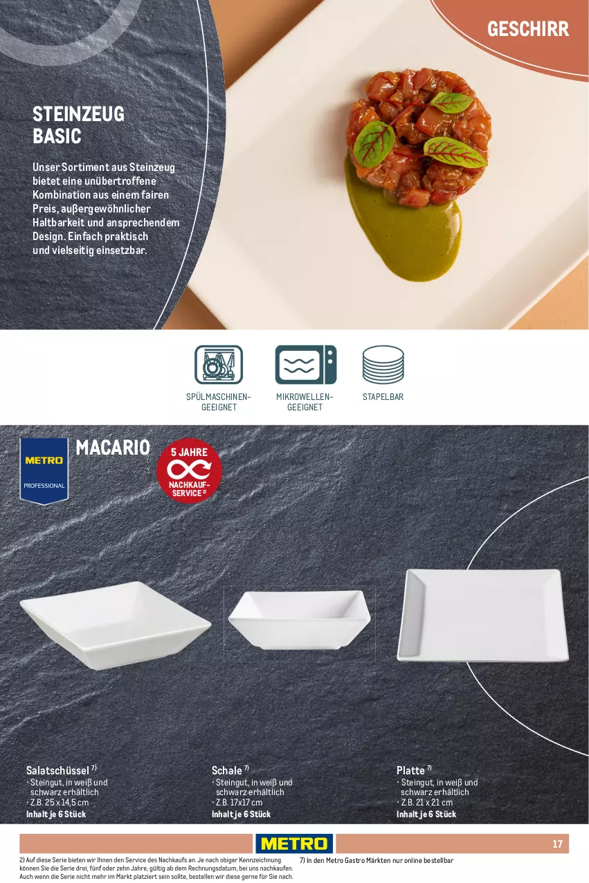 Aktueller Prospekt Metro - Non Food Sortiment - von 01.10.2025 bis 09.06.2026 - strona 17 - produkty: backofen, dessert, Dessertteller, eis, elle, geschirr, janina, latte, mac, Metro, metro gastro, mikrowelle, Ofen, pasta, reis, salat, Schal, Schale, schüssel, spülmaschinen, teller, Ti, tisch