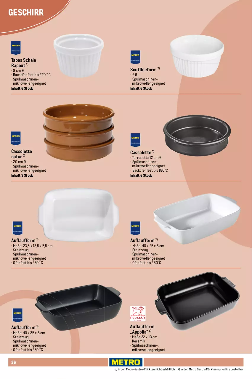 Aktueller Prospekt Metro - Non Food Sortiment - von 01.10.2025 bis 09.06.2026 - strona 26 - produkty: backofen, elle, geschirr, latte, Löffel, Metro, metro gastro, mikrowelle, natur, Ofen, Ragout, Ria, Schal, Schale, spülmaschinen, Tapas