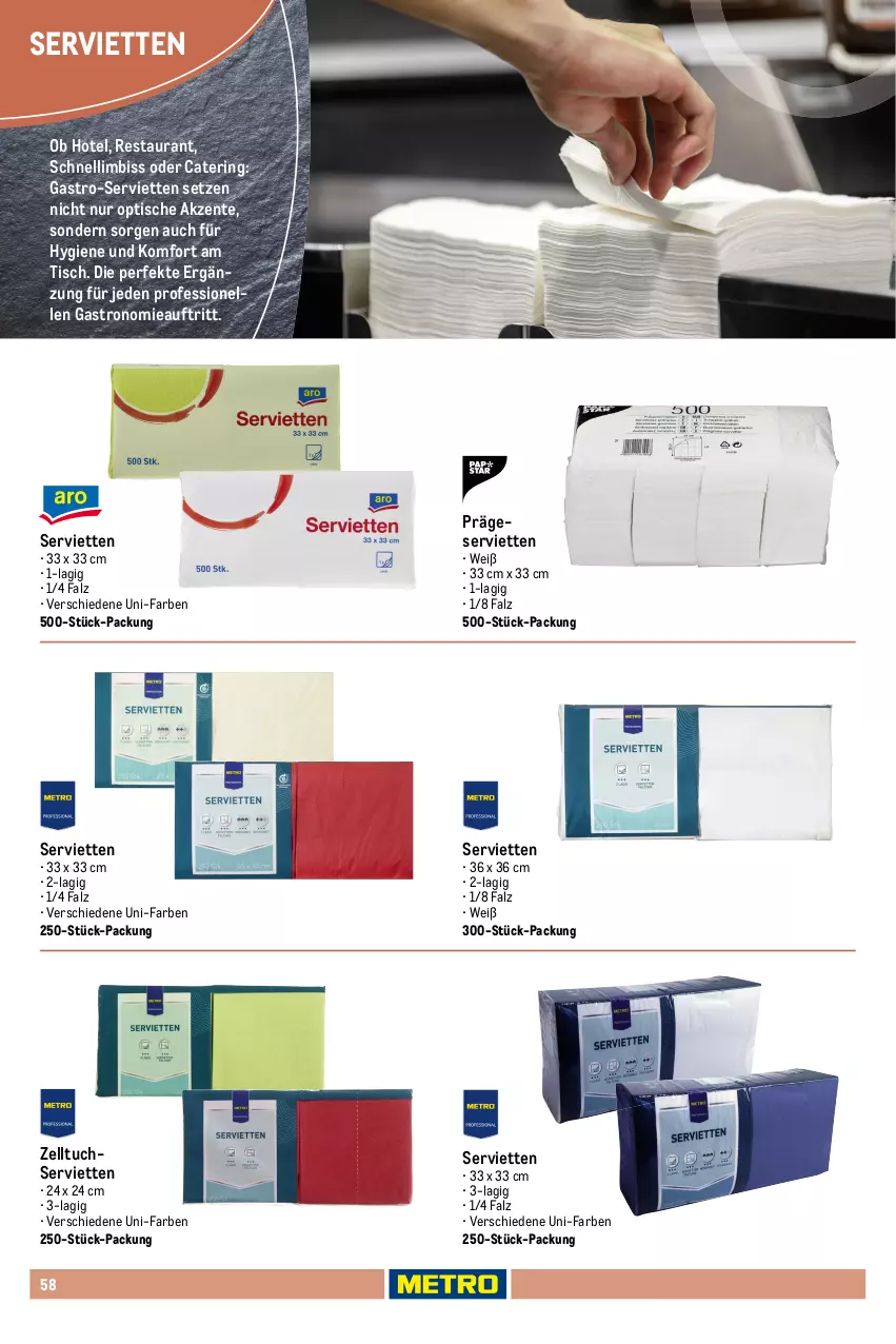 Aktueller Prospekt Metro - Non Food Sortiment - von 01.10.2025 bis 09.06.2026 - strona 58 - produkty: angebot, decke, elle, ente, Metro, papier, ring, Serviette, servietten, tasse, Ti, tisch, tuc