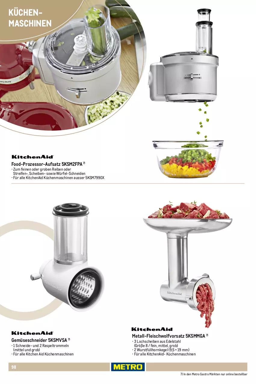 Aktueller Prospekt Metro - Non Food Sortiment - von 01.10.2025 bis 09.06.2026 - strona 98 - produkty: cin, edelstahl, eis, fleisch, fusilli, KitchenAid, küche, Küchen, küchenmaschine, Metro, metro gastro, nudel, pasta, reifen, Roller, spaghetti, Teigrolle, Ti, trommel, tuc, würfel, wurst