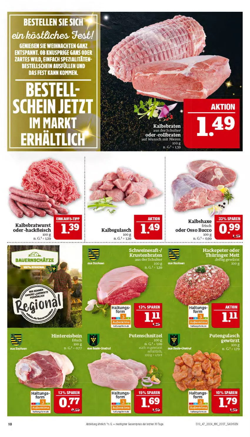 Aktueller Prospekt Marktkauf - Prospekt - von 17.11 bis 23.11.2024 - strona 10 - produkty: braten, bratwurst, eis, fleisch, hackfleisch, Kalbsbratwurst, reis, resa, rollbraten, sac, Ti, wurst, ZTE