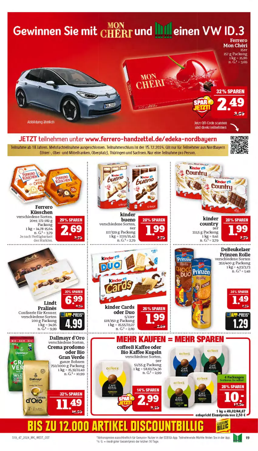 Aktueller Prospekt Marktkauf - Prospekt - von 17.11 bis 23.11.2024 - strona 19 - produkty: aktionspreis, bio, bohne, bohnen, debeukelaer, deka, discount, eis, erde, ferrero, Ferrero Küsschen, kaffee, Kinder, Kugel, lindt, nuss, prinzen rolle, prodomo, reis, ring, sac, Ti, ZTE