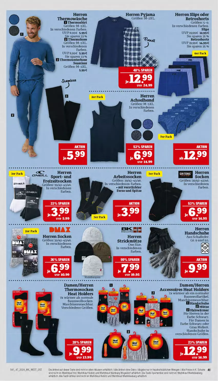 Aktueller Prospekt Marktkauf - Prospekt - von 17.11 bis 23.11.2024 - strona 41 - produkty: ACC, accessoires, achselhemd, Arbeitssocken, Bau, eis, elle, Freizeitsocken, handschuhe, hemd, hose, Mode, Mütze, Pyjama, reis, rel, retroshorts, schuhe, shirt, shorts, slip, slips, socken, Spiele, Sport, Thermoshirt, Ti