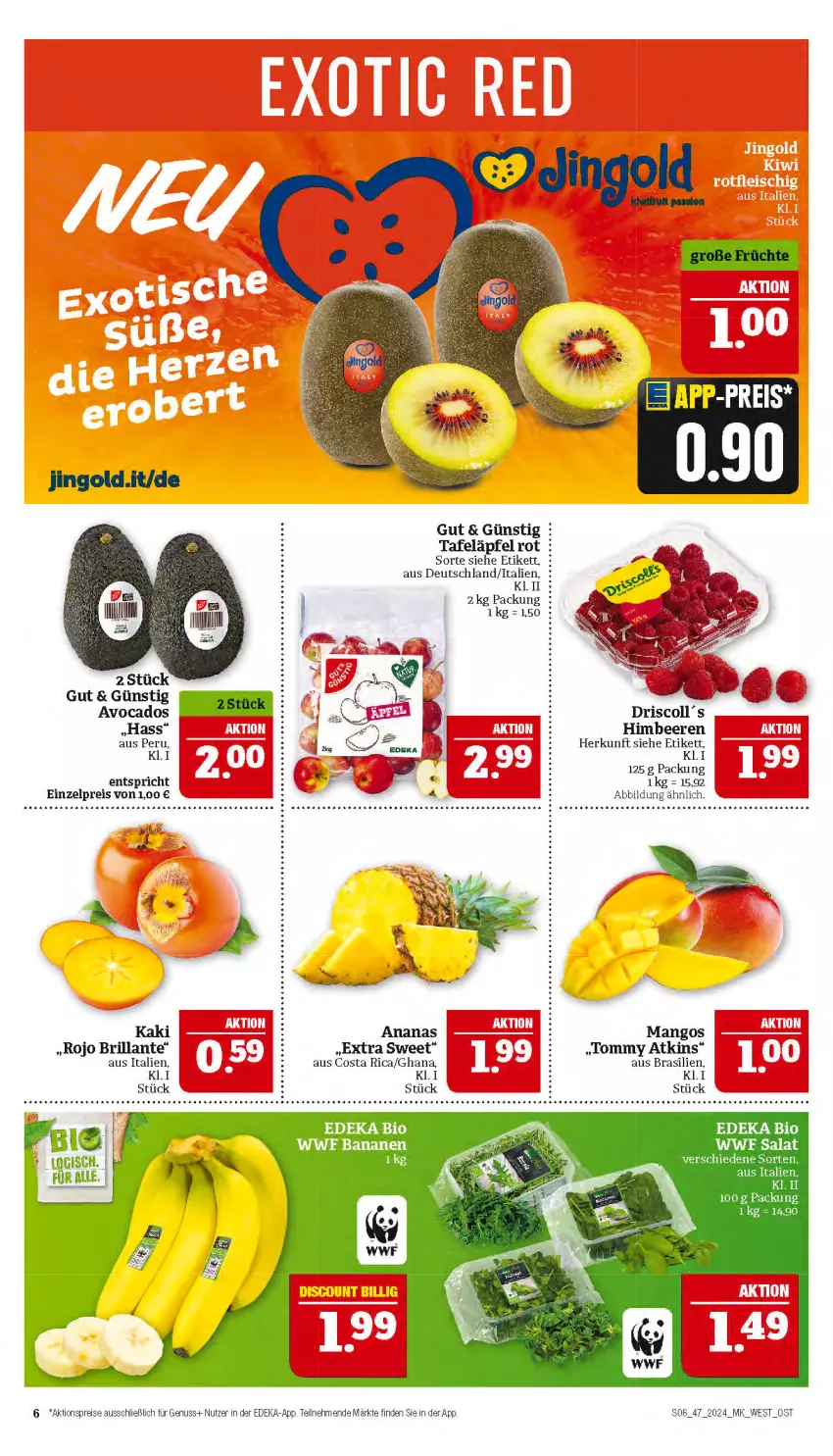 Aktueller Prospekt Marktkauf - Prospekt - von 17.11 bis 23.11.2024 - strona 6 - produkty: aktionspreis, ananas, avocado, avocados, beere, beeren, bio, deka, edeka bio, eis, himbeer, himbeere, himbeeren, mango, mangos, nuss, reis, salat, tafeläpfel, Ti