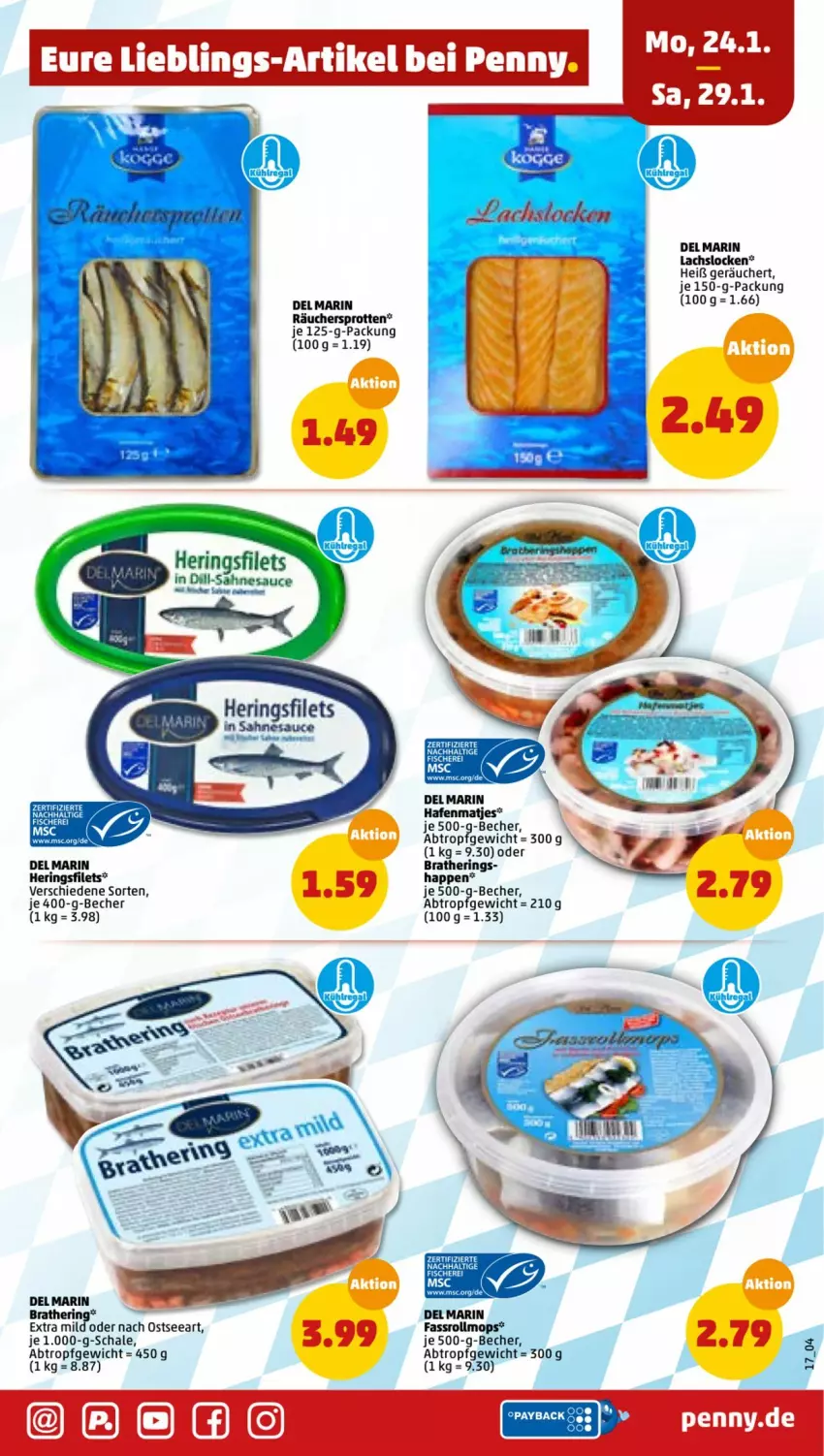 Aktueller Prospekt Penny - Prospekte - von 24.01 bis 29.01.2022 - strona 17 - produkty: Becher, filet, filets, hering, Herings, heringsfilets, lachs, matjes, ring, sahne, sauce, Schal, Schale, Sprotten, Ti