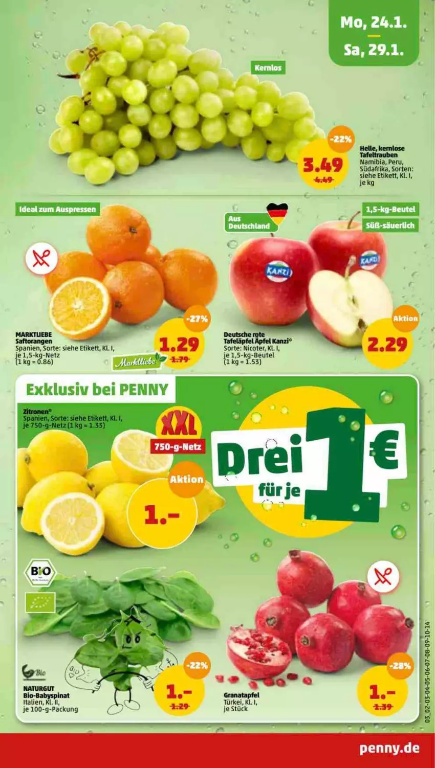 Aktueller Prospekt Penny - Prospekte - von 24.01 bis 29.01.2022 - strona 3 - produkty: Babyspinat, beutel, bio, elle, natur, spinat, Ti