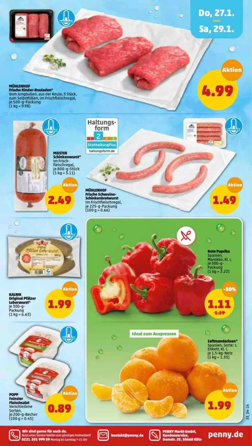 Aktueller Prospekt Penny - Prospekte - von 24.01 bis 29.01.2022 - strona 33 - produkty: Becher, bratwurst, eis, fleisch, gin, jungbullen, Meister, paprika, Popp, regal, schinken, schinkenwurst, schwein, schweine, tee, telefon, Ti, uhr, wein, weine, wurst