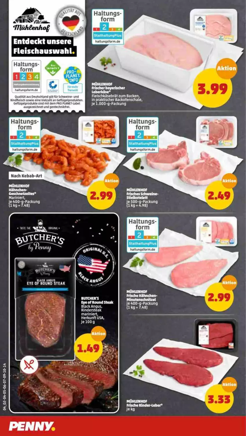 Aktueller Prospekt Penny - Prospekte - von 24.01 bis 29.01.2022 - strona 4 - produkty: backofen, eis, ente, fleisch, fleischkäse, Geflügel, geflügelprodukte sind mit dem, Käse, lack, minutenschnitzel, Ofen, rind, rinder, Rindersteak, rindfleisch, Schal, Schale, schnitzel, schwein, schweine, steak, Ti, tisch, wein, weine