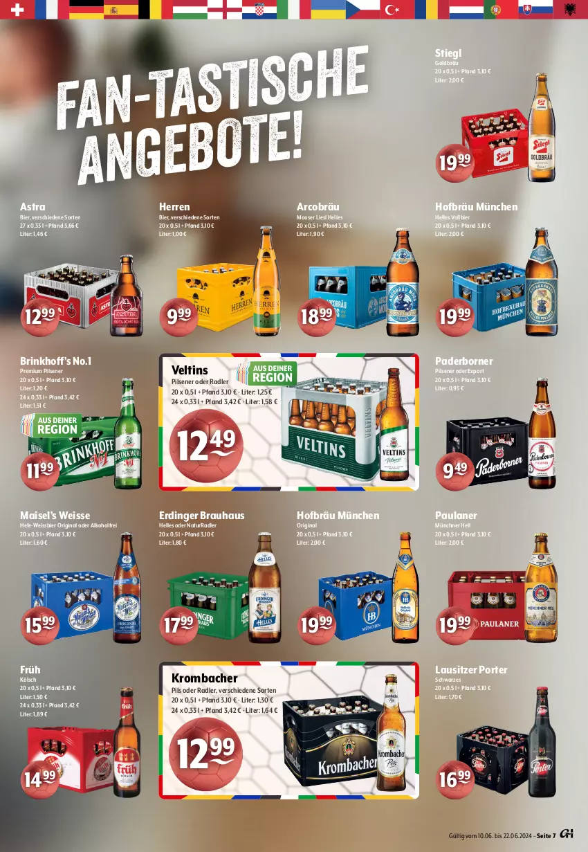 Aktueller Prospekt Getraenke Hoffmann - Prospekte - von 10.06 bis 22.06.2024 - strona 7 - produkty: alkohol, Astra, bier, eis, elle, erdinger, Früh Kölsch, gin, Hefe, krombache, krombacher, krombacher pils, mais, natur, oder radler, Paula, paulaner, pils, pilsener, premium pils, radler, Stiegl, Ti, veltins, veltins pilsener, weissbier