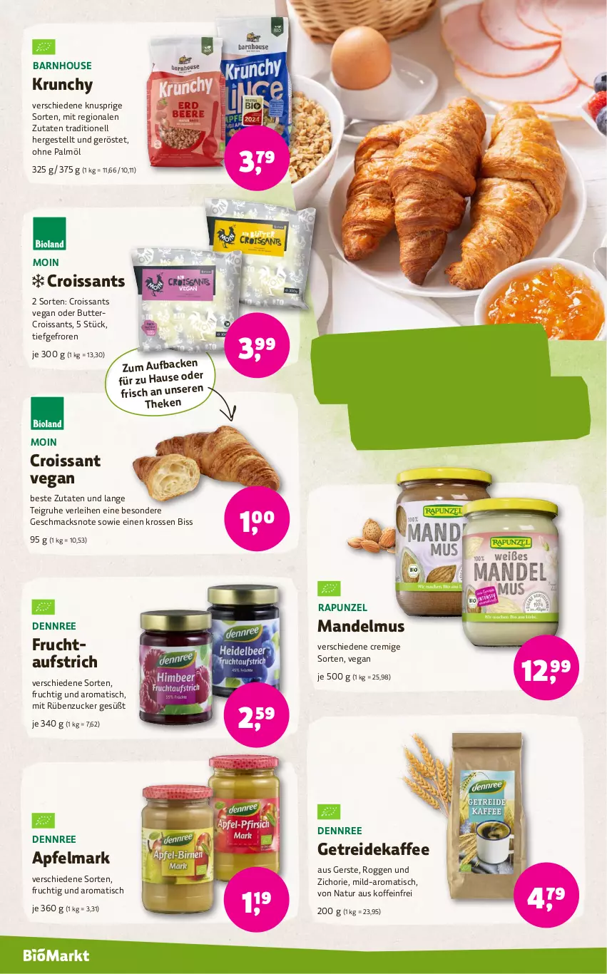 Aktueller Prospekt Denns Biomarkt - von 17.07 bis 30.07.2024 - strona 10 - produkty: apfel, aufstrich, butter, Croissant, croissants, deka, dennree, frucht, kaffee, mac, mandel, Mandelmus, natur, ohne palmöl, Ti, tisch, zucker