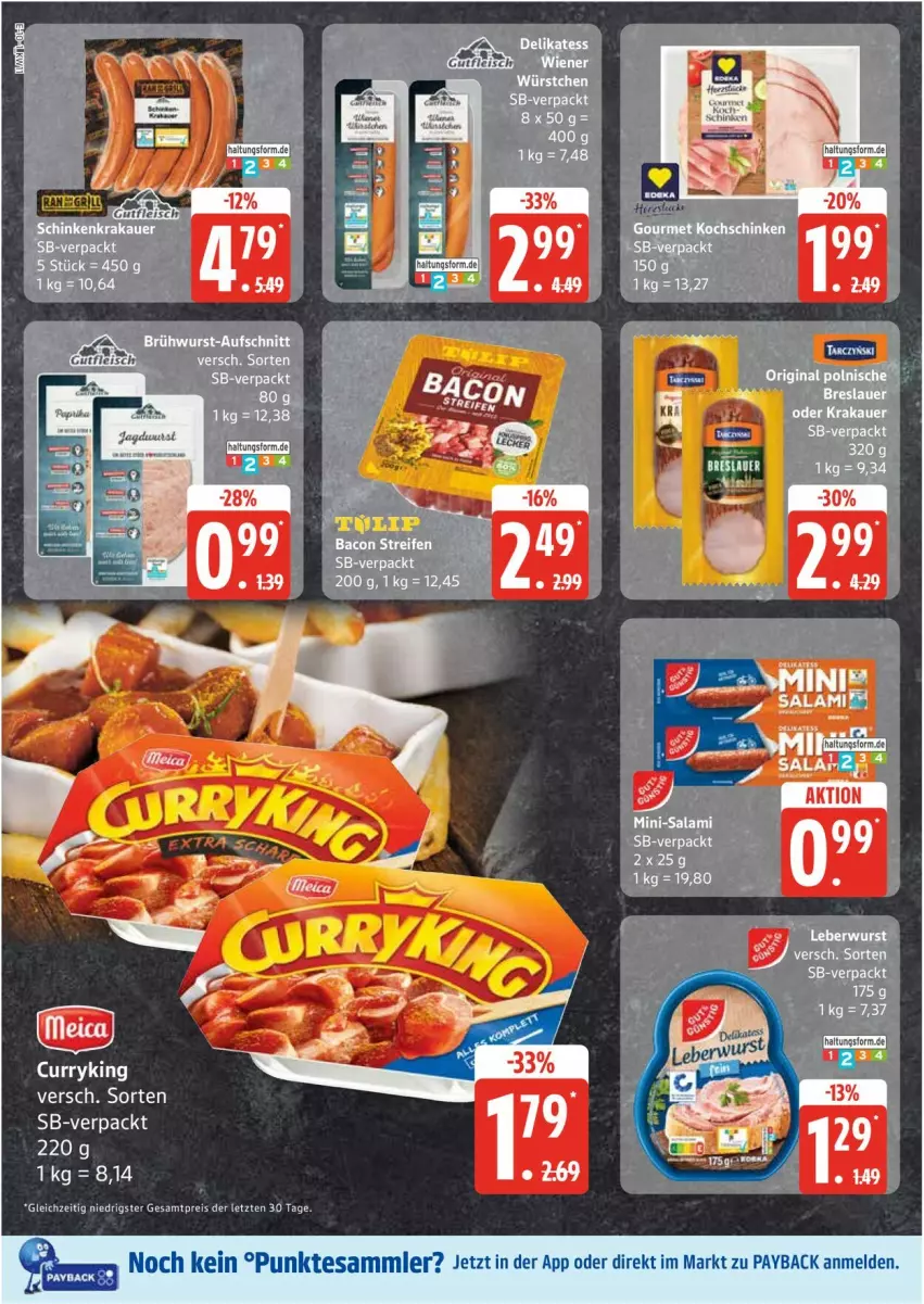 Aktueller Prospekt Edeka - Prospekte - von 10.03 bis 15.03.2025 - strona 10 - produkty: auer, aufschnitt, bacon, Brühwurst, curry, eis, kochschinken, krakauer, Mini-Salami, payback, reifen, reis, Ria, salami, schinken, schinkenkrakauer, tee, tesa, Ti, wurst, ZTE