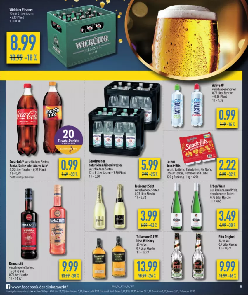 Aktueller Prospekt Budni - von 22.01 bis 27.01.2024 - strona 10 - produkty: Alwa, chips, coca-cola, cola, fanta, flasche, freixenet, gerolsteine, gerolsteiner, gin, irish whiskey, limo, limonade, lorenz, Mezzo Mix, mineralwasser, natürliches mineralwasser, pils, pilsener, Pommels, rama, ramazzott, ramazzotti, saltletts, sekt, snack, sprite, steiner, Ti, tullamore, wasser, wein, whiskey, WICK, zott, ZTE