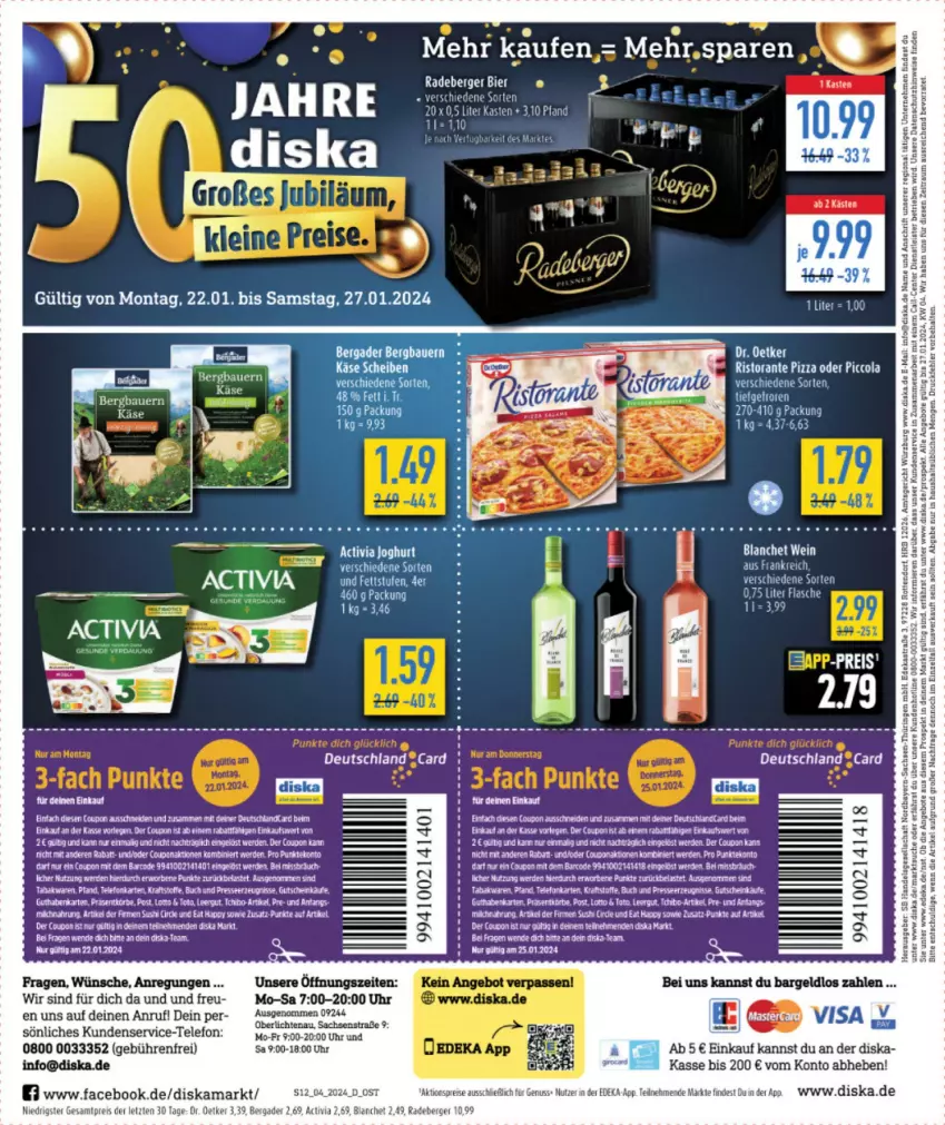 Aktueller Prospekt Budni - von 22.01 bis 27.01.2024 - strona 14 - produkty: activia, activia joghurt, angebot, angebote, Astra, auer, Bau, Bauer, bergader, Berger, cola, coupon, deka, Dr. Oetker, eier, eis, Elan, ente, erde, joghur, joghurt, kraft, nuss, pizza, radeberger, reis, ring, ristorante, ristorante pizza, sac, Sushi, tee, telefon, Ti, uhr, wein, ZTE