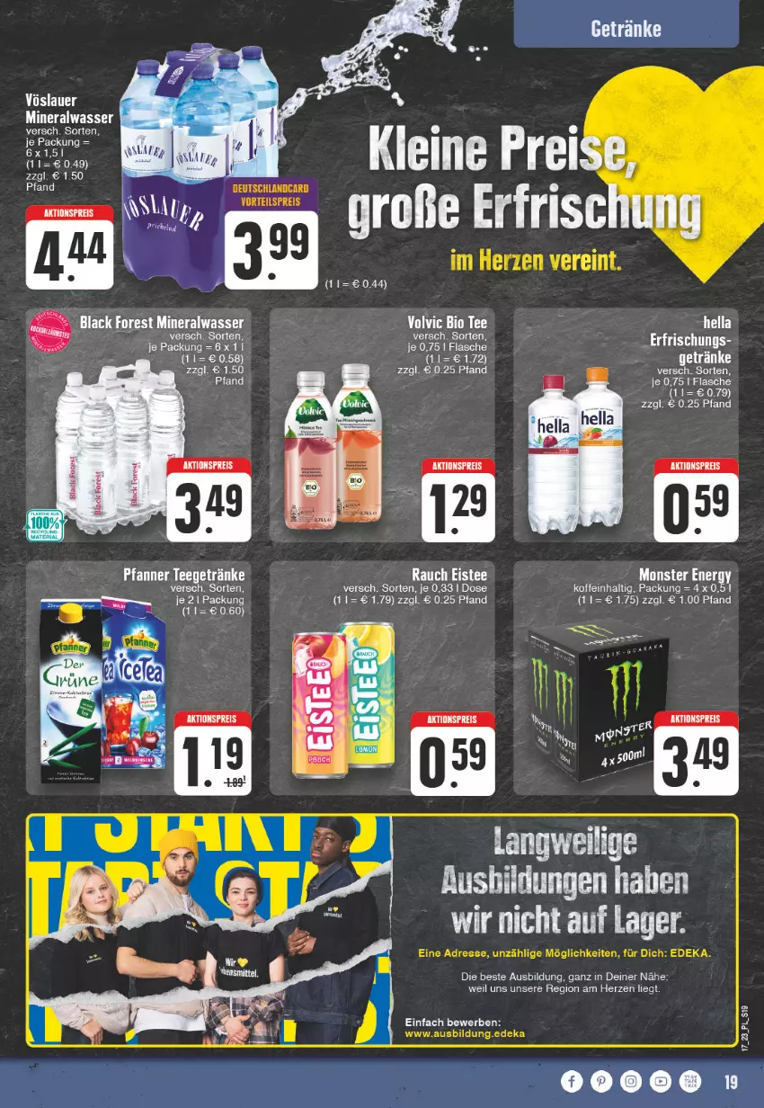 Aktueller Prospekt E Center - Angebote der Woche - von 24.04 bis 29.04.2023 - strona 19 - produkty: aktionspreis, Alwa, auer, black forest, deka, eis, eistee, ente, flasche, lack, mineralwasser, monster, Monster Energy, Rauch, reis, tee, Ti, usb, vöslauer, wasser