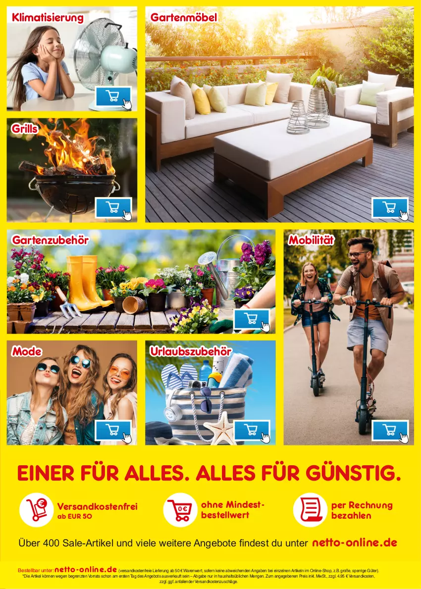 Aktueller Prospekt Netto Marken-Discount - Filial-Angebote - von 01.08 bis 06.08.2022 - strona 43 - produkty: angebot, angebote, eis, Garten, gartenmöbel, grill, möbel, Mode, ndk, reis, Ti, versandkostenfrei, ZTE