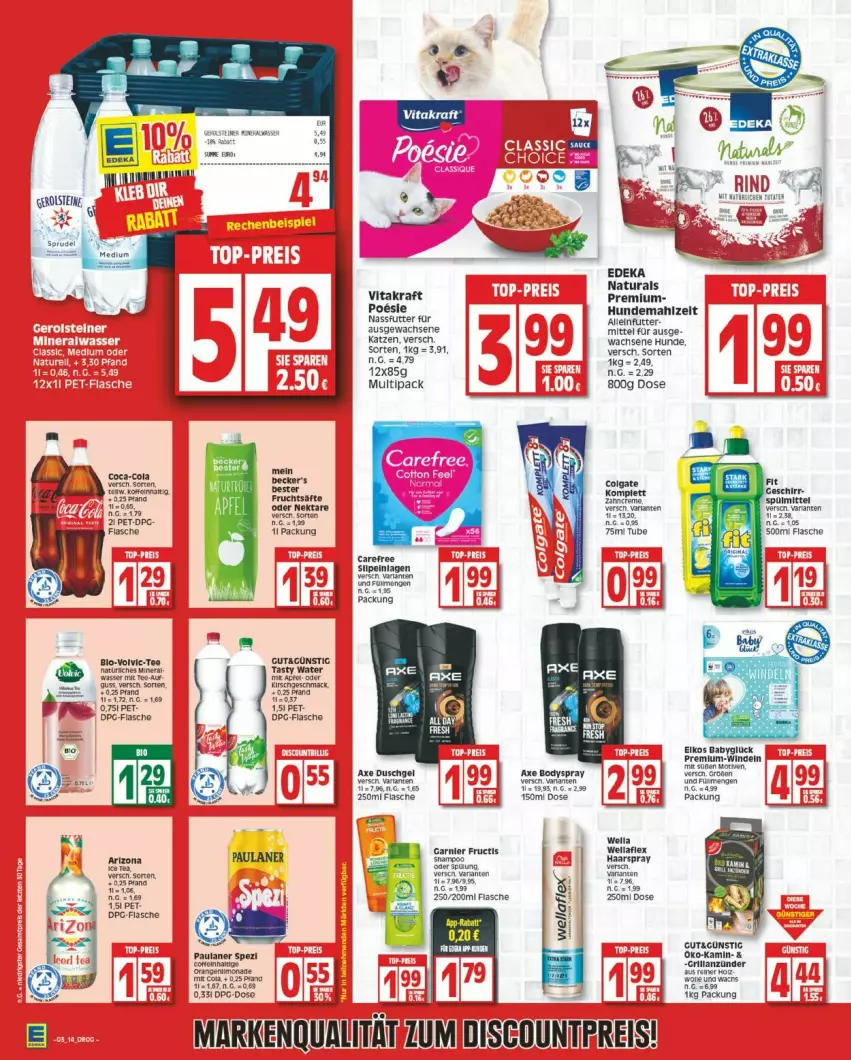 Aktueller Prospekt Edeka - Prospekte - von 15.01 bis 20.01.2024 - strona 14 - produkty: axe, axe duschgel, deka, duschgel, flasche, garnier, haarspray, natur, natura, nero, Paula, paulaner, Rana, slip, slipeinlagen, tee, Ti, Wella