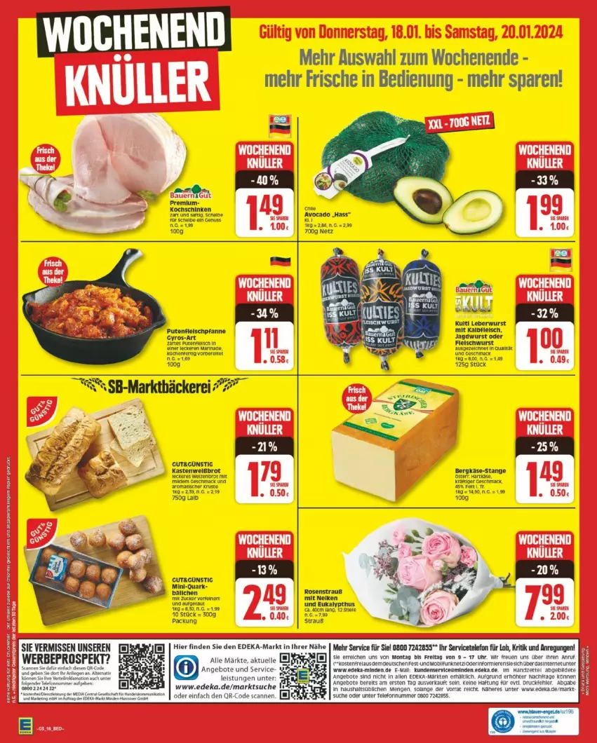 Aktueller Prospekt Edeka - Prospekte - von 15.01 bis 20.01.2024 - strona 16 - produkty: brot, küche, Küchen, mac, Ti, Weizenbrot