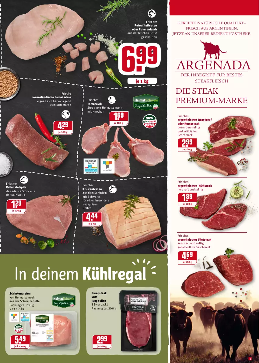 Aktueller Prospekt Rewe - REWE Ihr Kaufpark - von 27.12 bis 31.12.2021 - strona 5 - produkty: beef, braten, eis, filet, filets, fleisch, gulasch, hüftsteak, jungbullen, krustenbraten, kühlregal, lachs, lamm, lammlachse, mac, oder rumpsteak, pute, regal, roastbeef, rum, rumpsteak, saft, schinken, schinkenbraten, schnitten, schwein, schweine, steak, tafelspitz, Ti, wein, weine