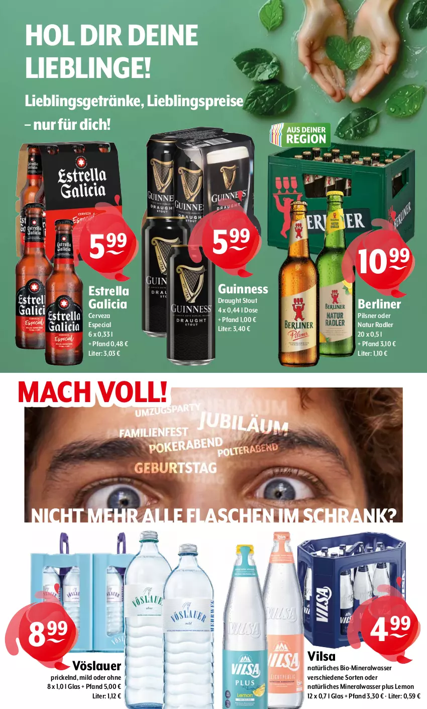 Aktueller Prospekt Getraenke Hoffmann - Prospekte - von 11.08 bis 16.08.2025 - strona 9 - produkty: Alwa, auer, berliner, bio, eis, flasche, getränk, getränke, Guinness, mac, mineralwasser, natur, natur radler, natürliches mineralwasser, pils, pilsner, radler, reis, rel, Schrank, vilsa, vöslauer, wasser