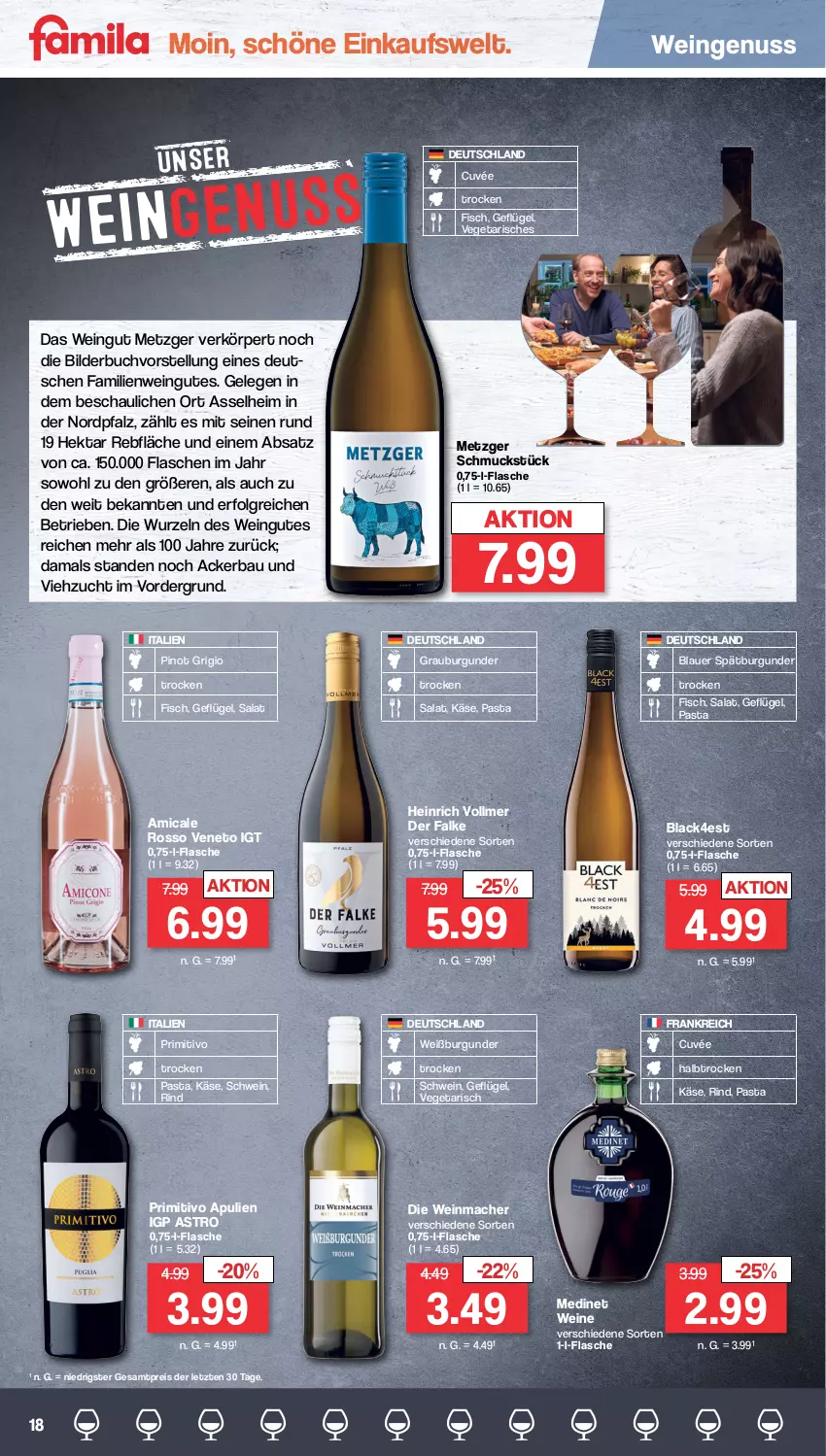 Aktueller Prospekt Famila - Prospekte - von 30.05 bis 03.06.2023 - strona 24 - produkty: amica, auer, Bau, buch, burgunder, cuvée, eis, fisch, flasche, Geflügel, grauburgunder, Käse, lack, LG, mac, medinet, nuss, pasta, Pinot, pinot grigio, primitivo, reis, rind, salat, Schmuck, schwein, spätburgunder, Ti, Vegeta, wein, weine, Weißburgunder, ZTE